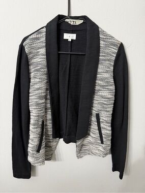 Lou & Grey Black and Gray Open-Front Textured Cardigan Size XS